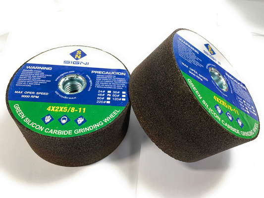 4 Inch Abrasive Green Silicon Carbide Grinding Stone With 5/8-11 Thread For Granite 4X2X5/8-11,60 Grit